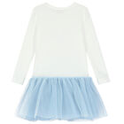 Girls White & Blue Teddy Tulle Dress, 1, hi-res